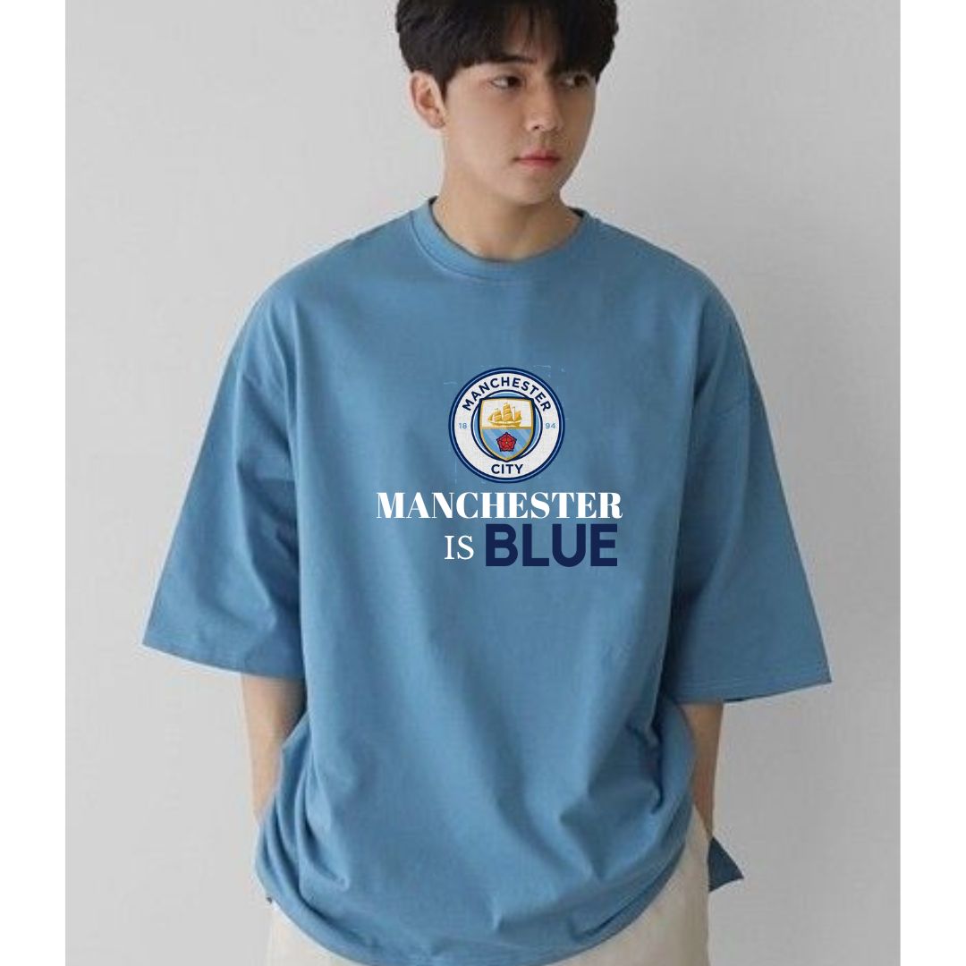 Mnchester is blue T-shirt (oversized)-240gsm