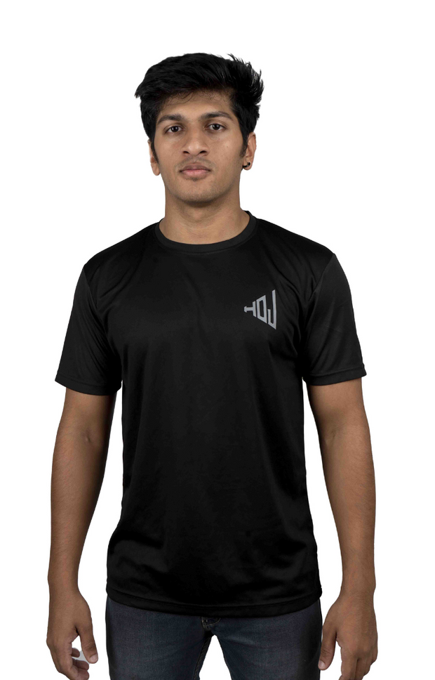 HOJ Men's Dri-fit Round Neck T-Shirts- Black